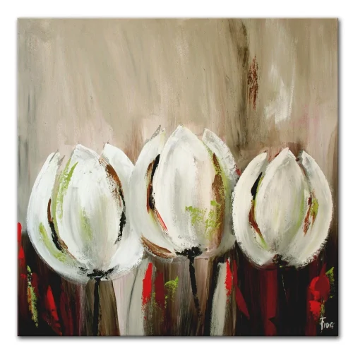 schilderij 3 witte tulpen